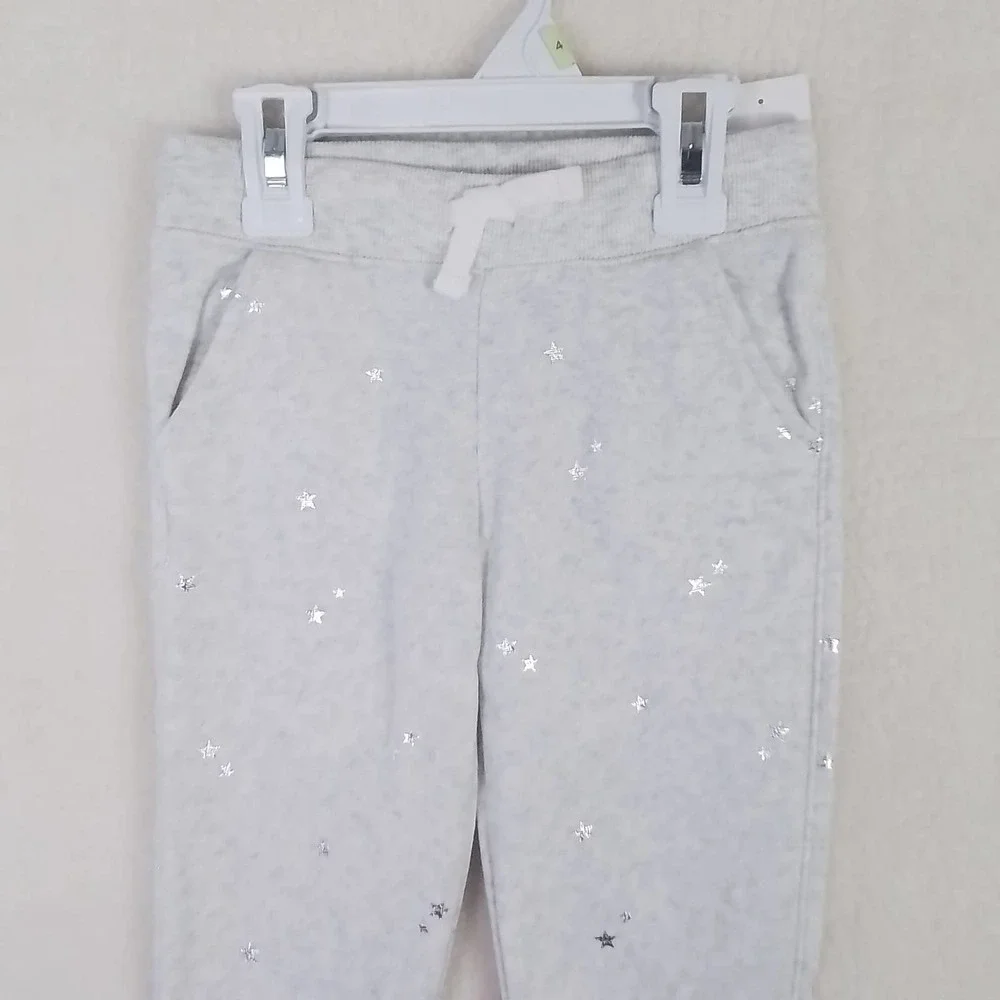Oshkosh Fleece Lined Jogger Girls‎ Size 4 in Heather Grey w/ Silver Stars